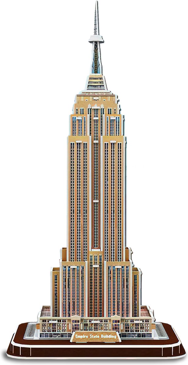 Ainy - 3D puzzel Empire State Building New York America: Miniatuur bouwpakket / speelgoed knutselpakket - hobby puzzels gebouwen en creatief modelbouw voor kinderen & volwassenen | 47 stukjes - 16.8x13x35cm
